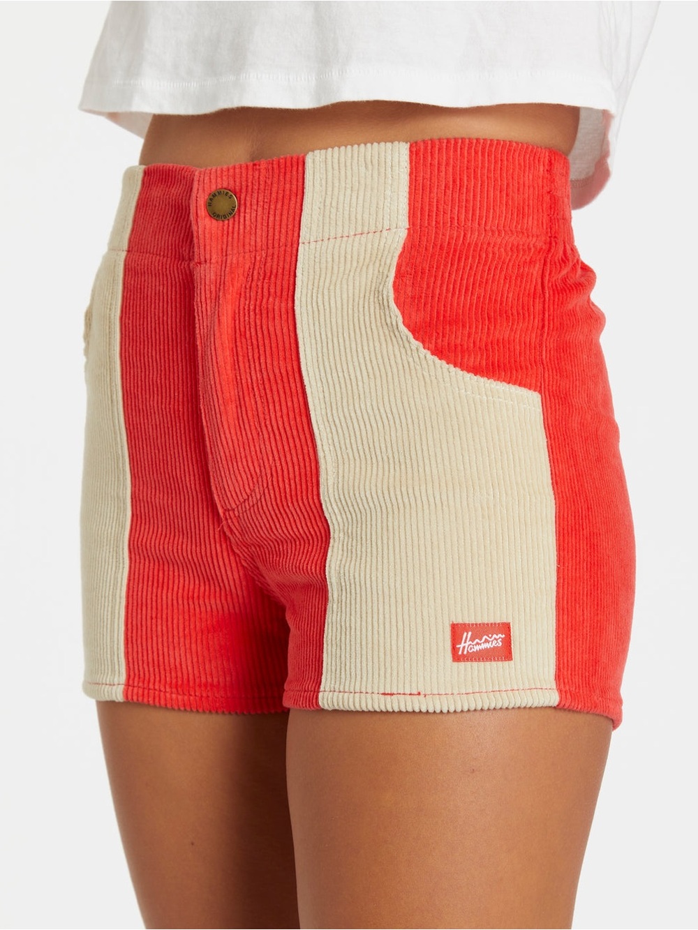Hammies Colorblock Corduroy Shorts – Red/Cream – Size 32 – Made in USA